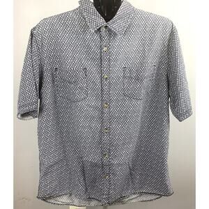 PD&C Men's XL Short Sleeve Button Down - Navy & White